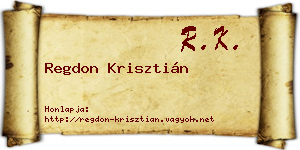 Regdon Krisztián névjegykártya